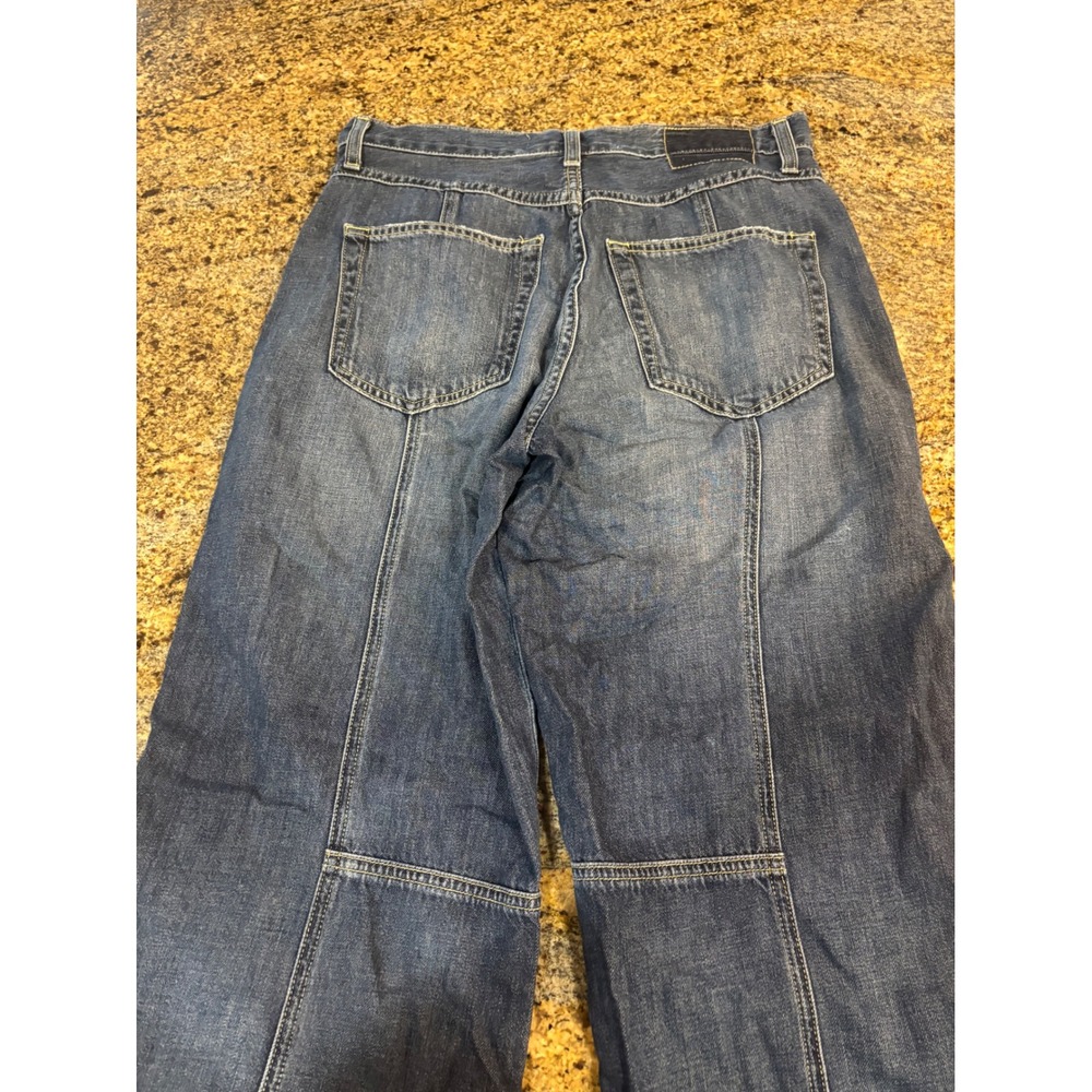 AMO Seamed Jean Enchanted Straight Leg Panelled Denim Blue Size 27 (Fits 29) USA - Picture 7 of 8